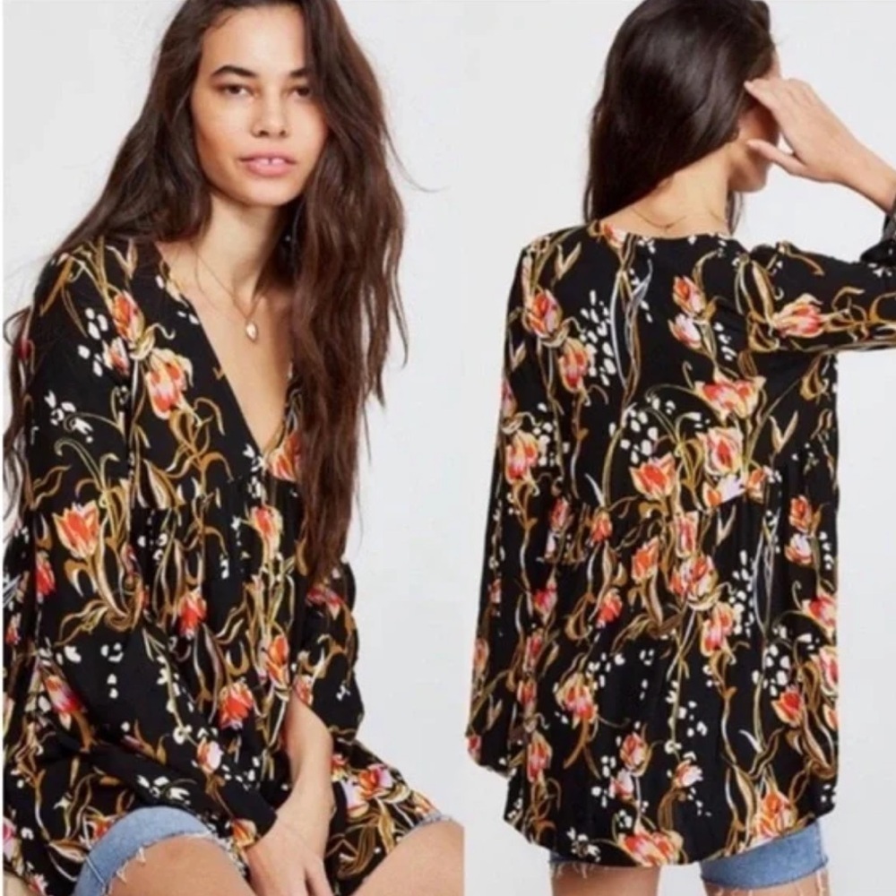 Free People Black Floral Dress - Picture 1 of 6